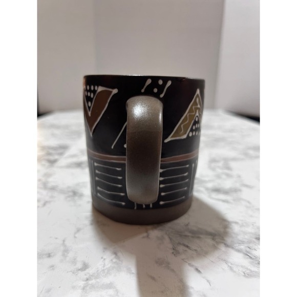 The Broken Arrow Hand Paint Coffee Mug 3.9" Brown Artsy Bohemian Cup Kitchenware - Picture 2 of 6